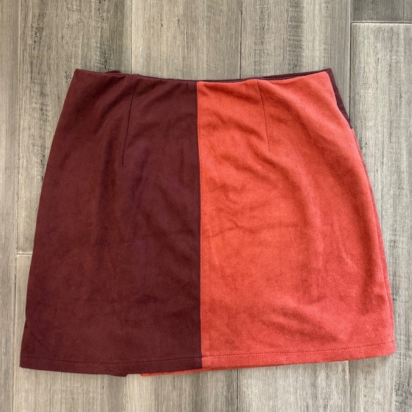 Altar'd State Two Toned Faux Suede Zip Mini Skirt - Picture 8 of 9